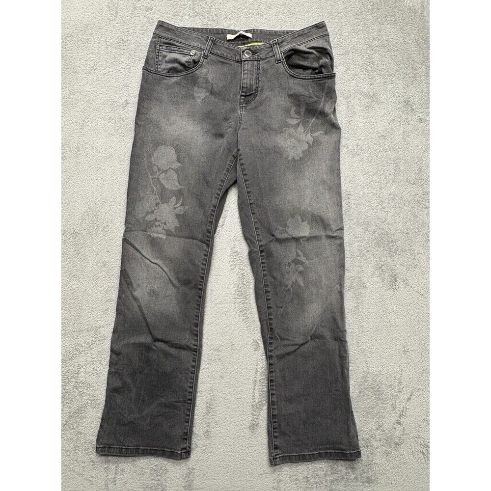Christopher Kane Floral‎ Deisgn Jeans Womens Size 28 Gray Denim